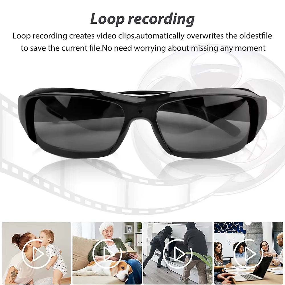 Wearable 1080P HD Mini Camera Sunglasses for Outdoor Sports and Surveillance Recording